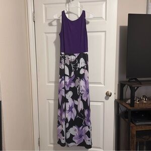 Purple Scoop Neck Sleeveless Maxi Sundress